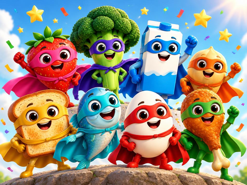 Los ocho superhéroes de la Liga de los Superalimentos